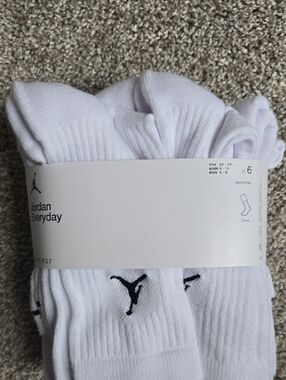 Jordan White Crew Socks with Black Jumpman Logo - 6 Pack